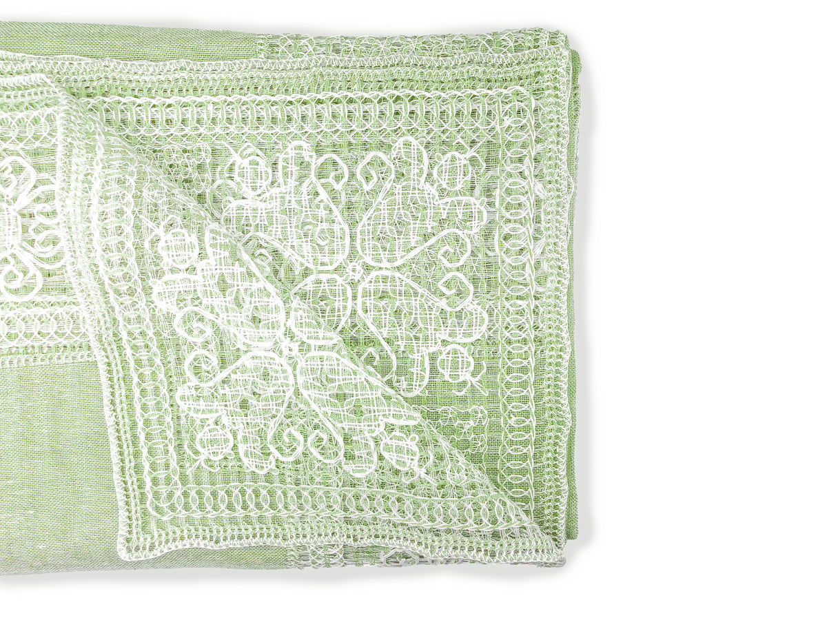 Green bissone tablecloth